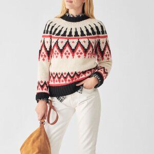 NWT FAHERTY Frost Fairisle Crew in Apres Bold SZ M